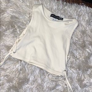 PrettyLittleThing Cotton Jersey Lace Up Crop Top